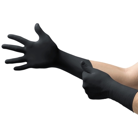 ANSELL MidKnight XTRA, Nitrile Disposable Gloves, 5.9 mil Palm, Nitrile, Powder-Free, M (7.5-8), Black 93862080